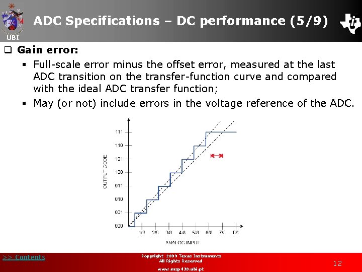 ADC Specifications – DC performance (5/9) UBI q Gain error: § Full-scale error minus