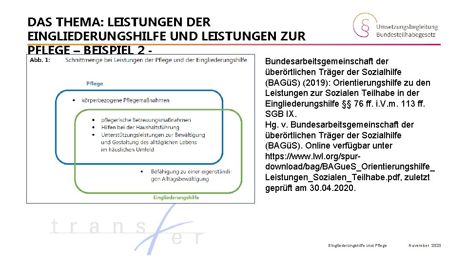 DAS THEMA: LEISTUNGEN DER EINGLIEDERUNGSHILFE UND LEISTUNGEN ZUR PFLEGE – BEISPIEL 2 - Bundesarbeitsgemeinschaft