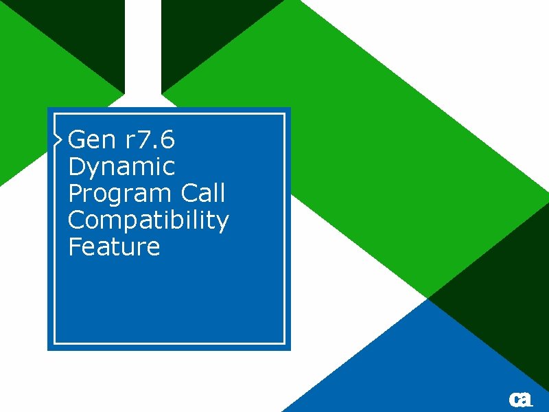 Gen r 7. 6 Dynamic Program Call Compatibility Feature 
