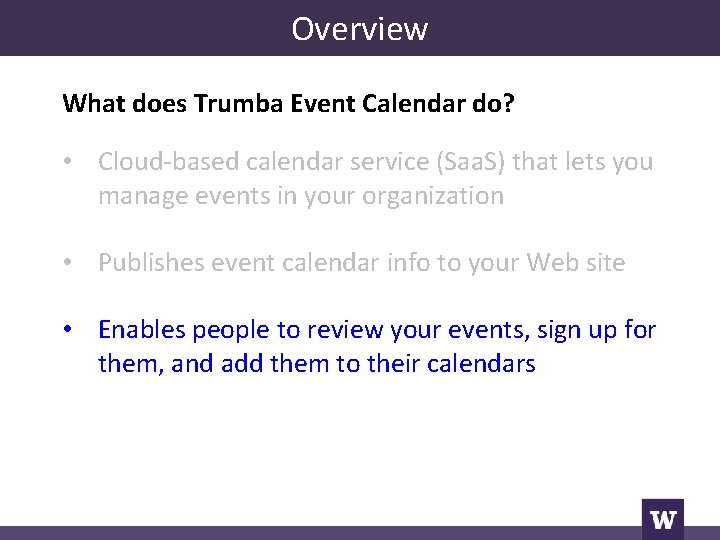 UW Event Calendars Powered by Trumba Connect a