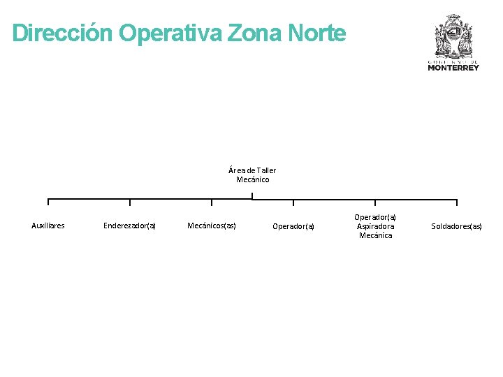 Dirección Operativa Zona Norte Área de Taller Mecánico Auxiliares Enderezador(a) Mecánicos(as) Operador(a) Aspiradora Mecánica