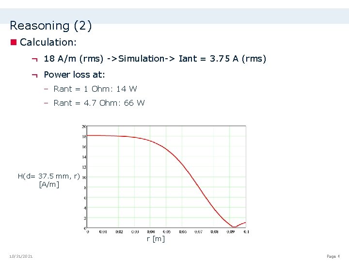 Reasoning (2) n Calculation: ¬ 18 A/m (rms) ->Simulation-> Iant = 3. 75 A