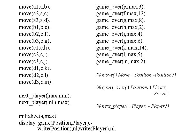 move(a 1, a, b). move(a 2, a, c). move(a 3, a, d). move(b 1,