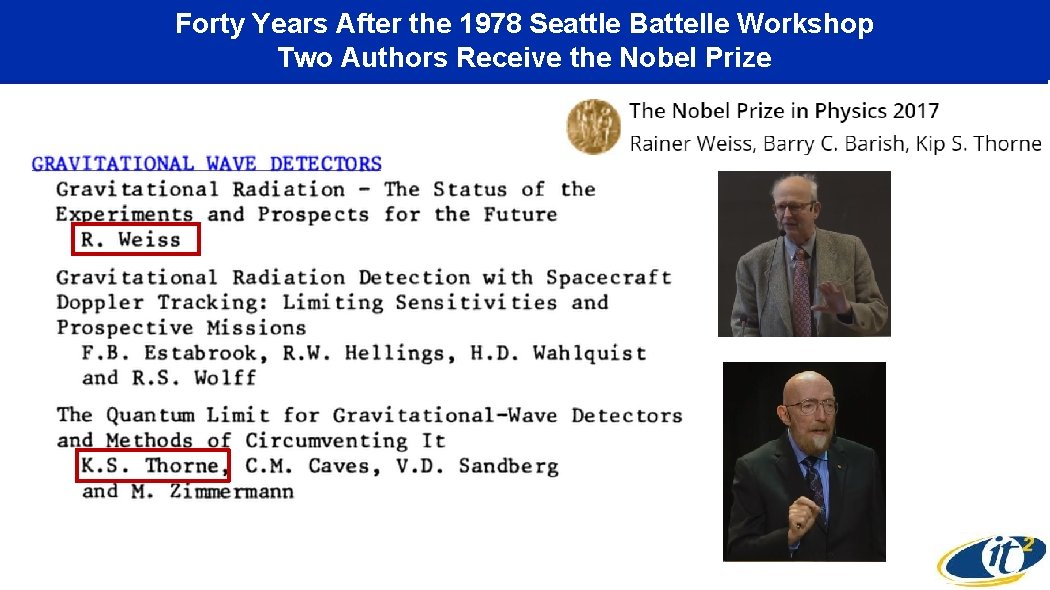 Forty Years After the 1978 Seattle Battelle Workshop Two Authors Receive the Nobel Prize