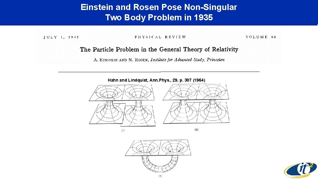 Einstein and Rosen Pose Non-Singular Two Body Problem in 1935 Hahn and Lindquist, Ann.