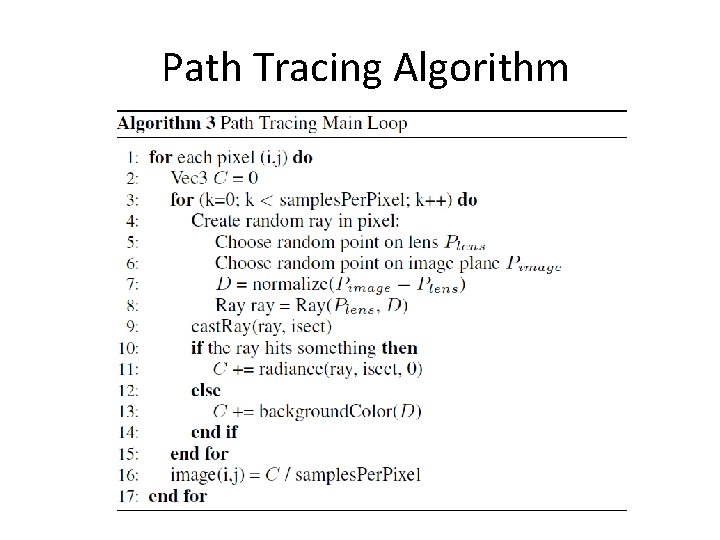 Path Tracing Algorithm 