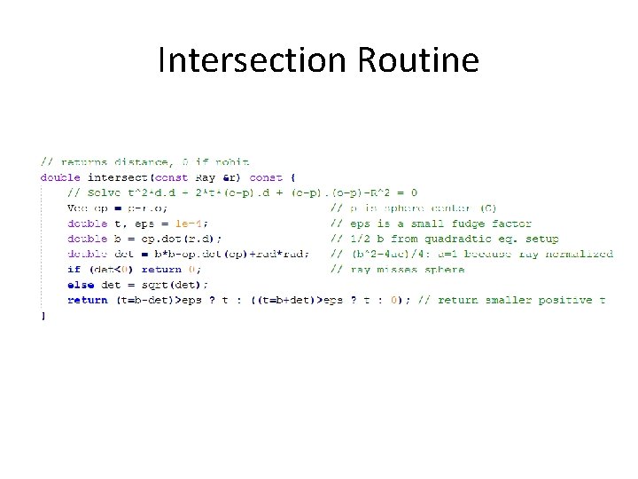 Intersection Routine 