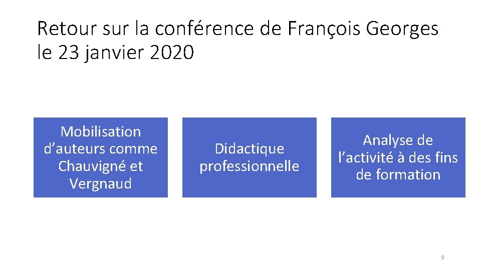 Retour sur la conférence de François Georges le 23 janvier 2020 Mobilisation d’auteurs comme