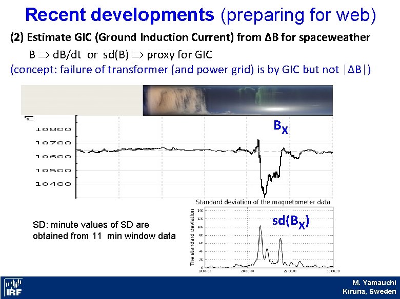 Recent developments (preparing for web) (2) Estimate GIC (Ground Induction Current) from ∆B for