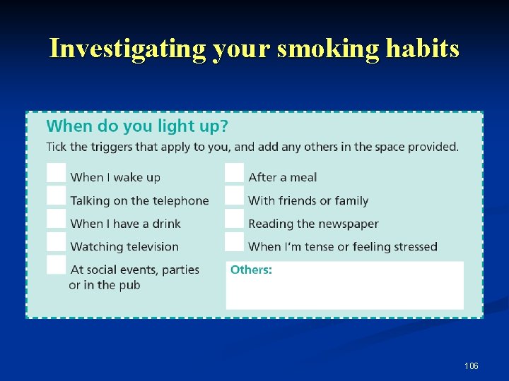 Investigating your smoking habits 106 