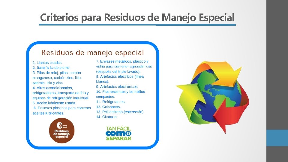 Criterios para Residuos de Manejo Especial 