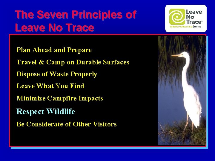 The Seven Principles of Leave No Trace Plan Ahead and Prepare Travel & Camp