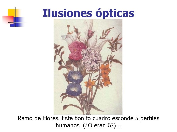 Ilusiones ópticas Ramo de Flores. Este bonito cuadro esconde 5 perfiles humanos. (¿O eran