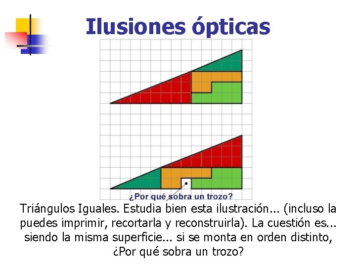 Ilusiones ópticas Triángulos Iguales. Estudia bien esta ilustración. . . (incluso la puedes imprimir,