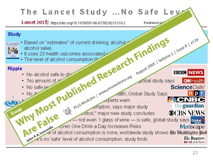 The Lancet Study …No Safe Level https: //doi. org/10. 1016/S 0140 -6736(18)31310 -2 Study