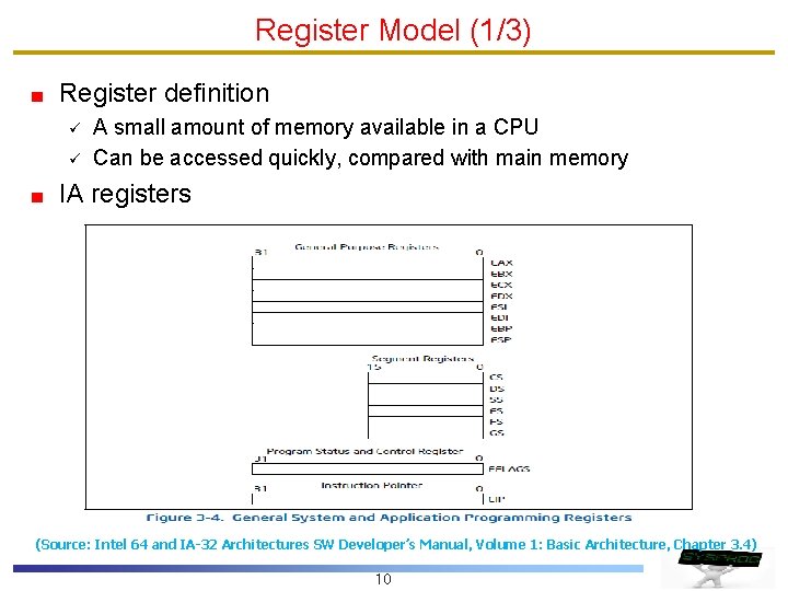 Register Model (1/3) Register definition ü ü A small amount of memory available in