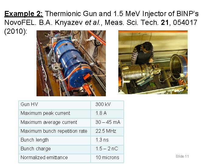 Example 2: Thermionic Gun and 1. 5 Me. V Injector of BINP’s Novo. FEL.
