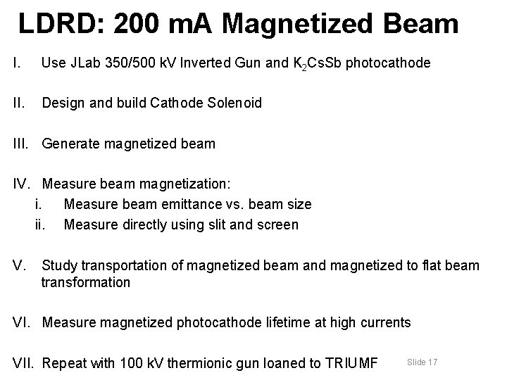 LDRD: 200 m. A Magnetized Beam I. Use JLab 350/500 k. V Inverted Gun