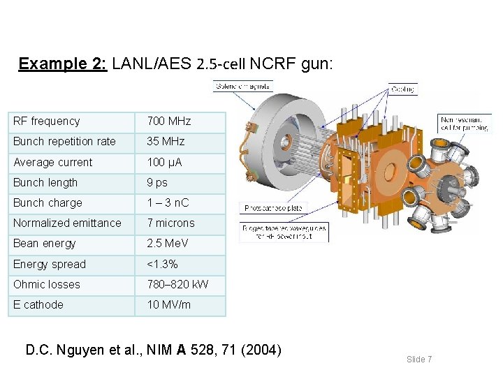 Example 2: LANL/AES 2. 5 -cell NCRF gun: RF frequency 700 MHz Bunch repetition