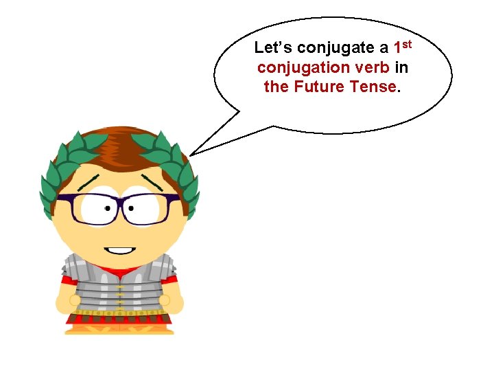 Let’s conjugate a 1 st conjugation verb in the Future Tense.  Let’s conjugate a 1 st conjugation verb in the Future Tense.