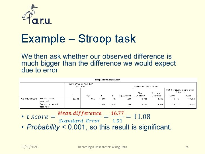 Example – Stroop task • 10/30/2021 Becoming a Researcher: Using Data 24 