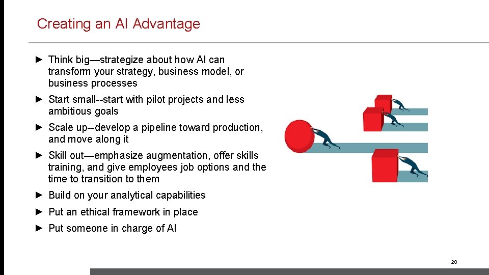 Creating an AI Advantage ► Think big—strategize about how AI can transform your strategy,