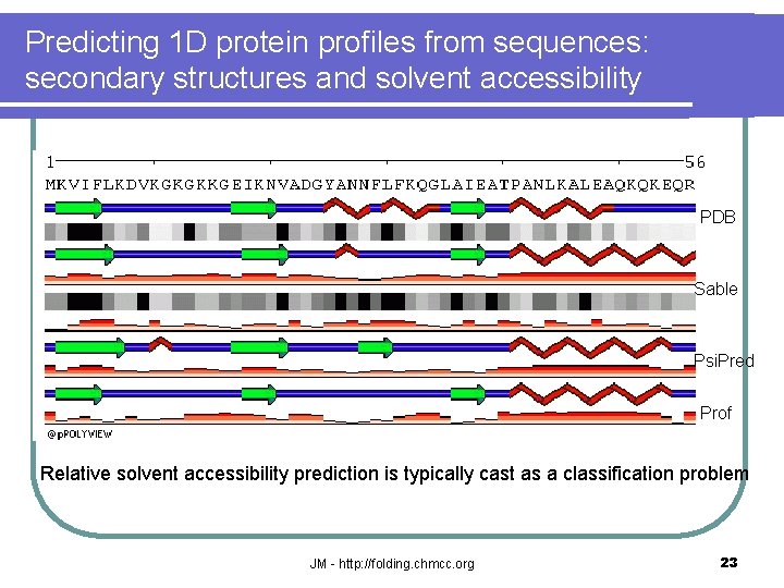 Predicting 1 D protein profiles from sequences: secondary structures and solvent accessibility PDB Sable