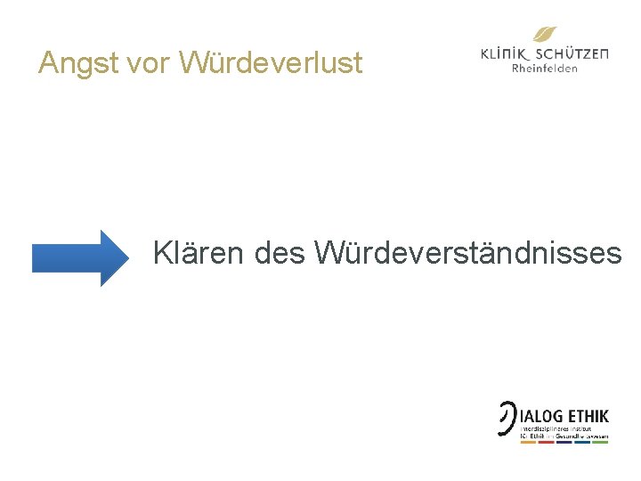 Angst vor Würdeverlust Klären des Würdeverständnisses 