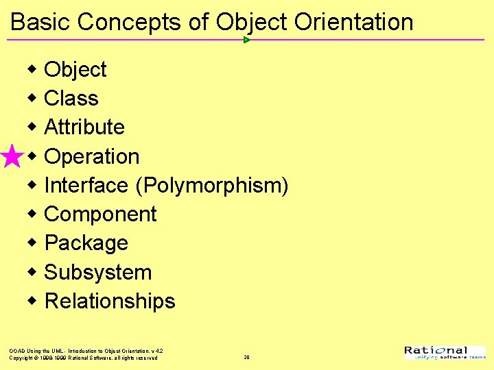 Basic Concepts of Object Orientation w Object w Class w Attribute w Operation w