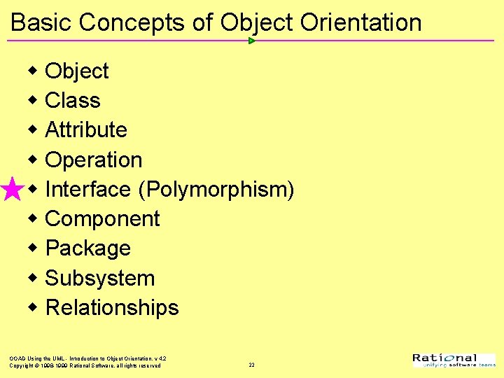 Basic Concepts of Object Orientation w Object w Class w Attribute w Operation w
