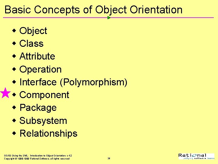 Basic Concepts of Object Orientation w Object w Class w Attribute w Operation w