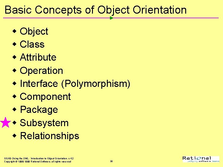 Basic Concepts of Object Orientation w Object w Class w Attribute w Operation w