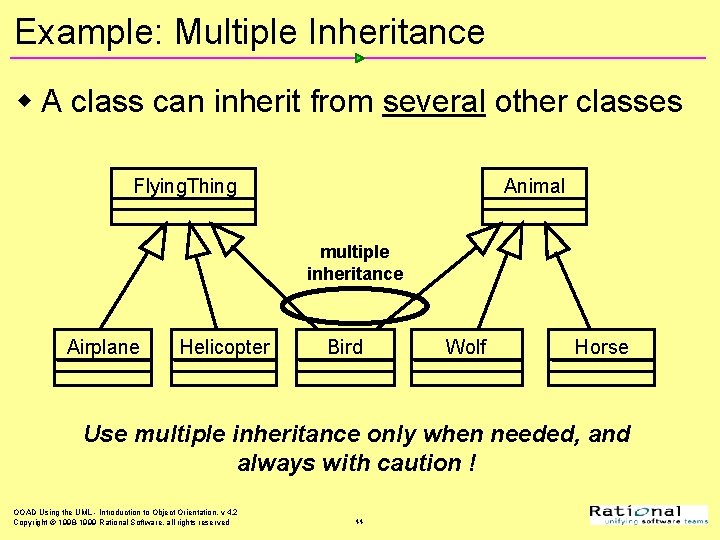 Example: Multiple Inheritance w A class can inherit from several other classes Flying. Thing