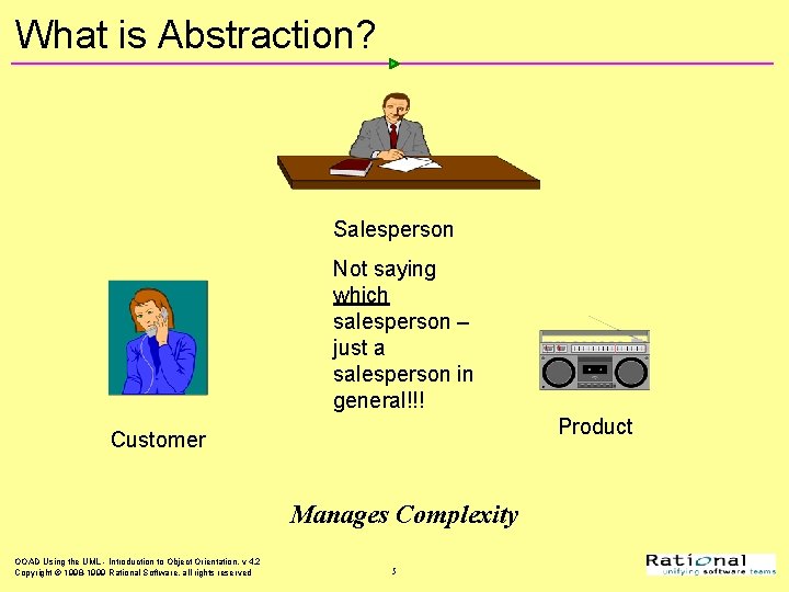 What is Abstraction? Salesperson Not saying which salesperson – just a salesperson in general!!!