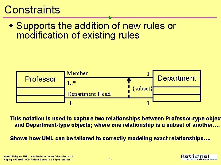 Constraints w Supports the addition of new rules or modification of existing rules Professor