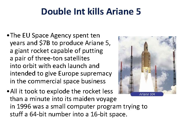 Double Int kills Ariane 5 • The EU Space Agency spent ten years and