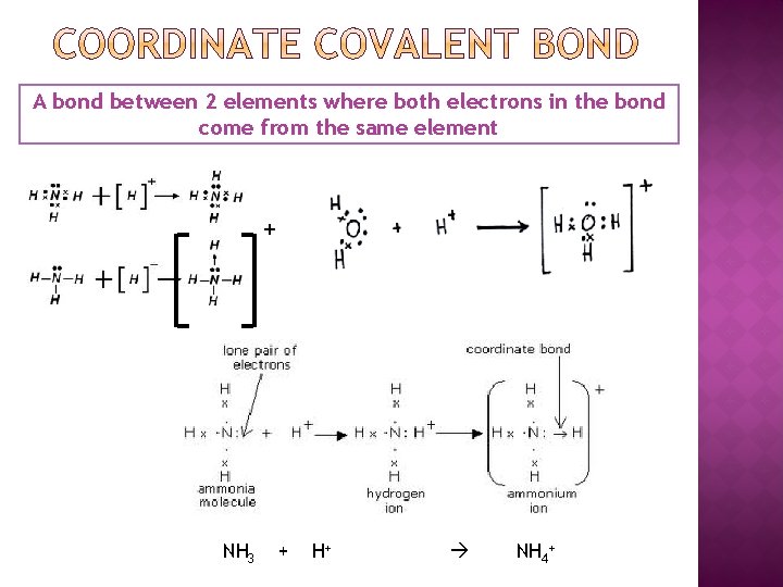 A bond between 2 elements where both electrons in the bond come from the