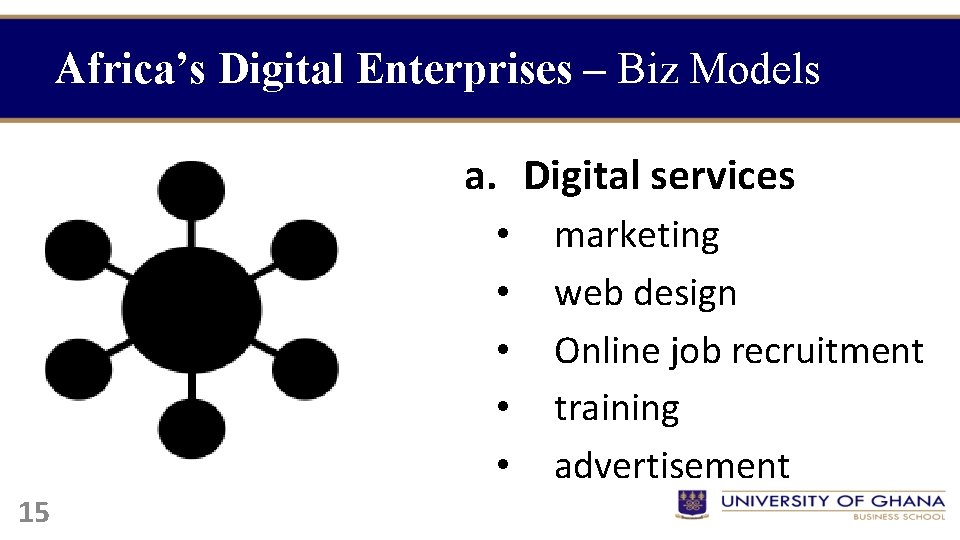 Africa’s Digital Enterprises – Biz Models a. Digital services • • • 15 marketing