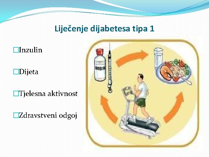Liječenje dijabetesa tipa 1 �Inzulin �Dijeta �Tjelesna aktivnost �Zdravstveni odgoj 