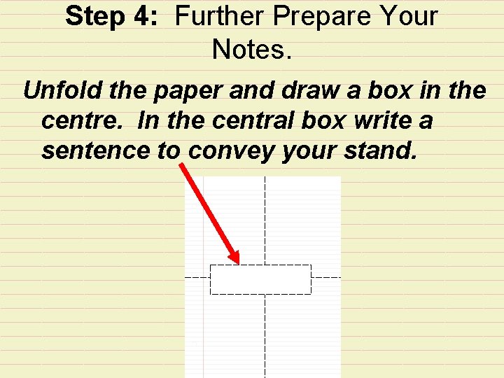 Step 4: Further Prepare Your Notes. Unfold the paper and draw a box in