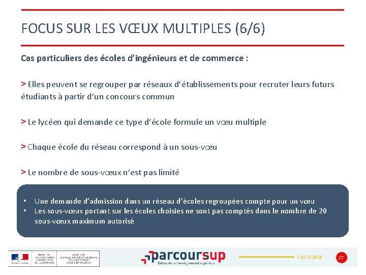 FOCUS SUR LES VŒUX MULTIPLES (6/6) Cas particuliers des écoles d’ingénieurs et de commerce