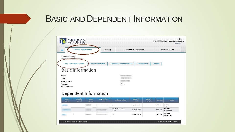 BASIC AND DEPENDENT INFORMATION 