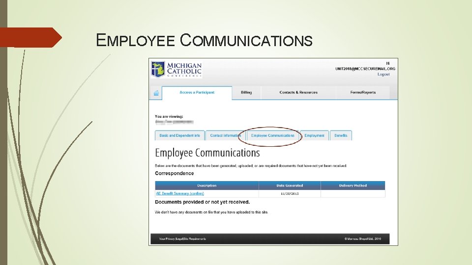 EMPLOYEE COMMUNICATIONS 