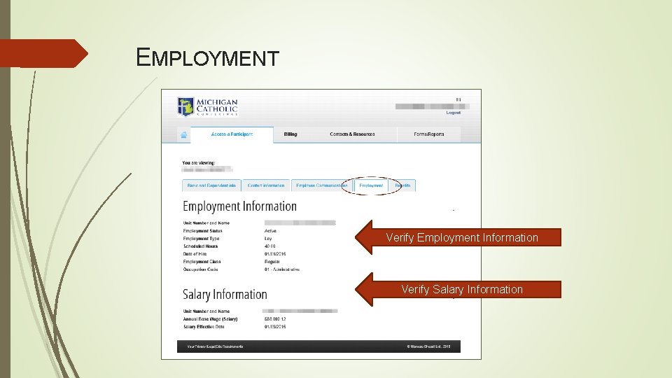 EMPLOYMENT Verify Employment Information Verify Salary Information 