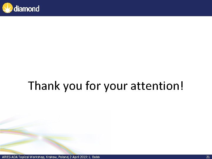 Thank you for your attention! ARIES-ADA Topical Workshop, Krakow, Poland, 2 April 2019: L.