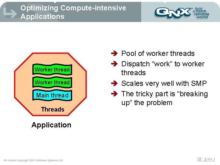 Optimizing Compute-intensive Applications Worker thread Main thread Threads è Pool of worker threads è