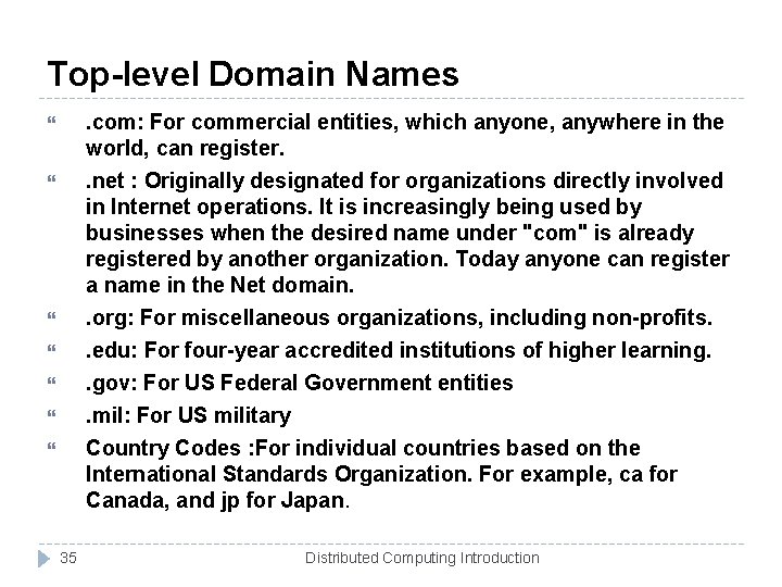 Top-level Domain Names . com: For commercial entities, which anyone, anywhere in the world,