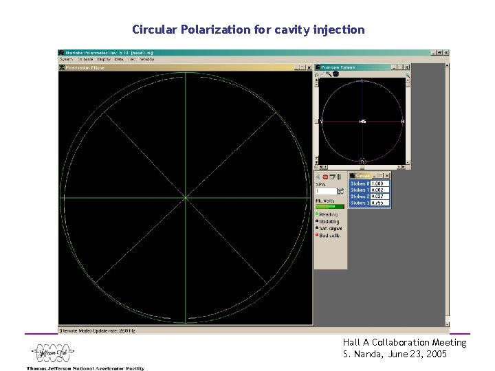 Circular Polarization for cavity injection Hall A Collaboration Meeting S. Nanda, June 23, 2005