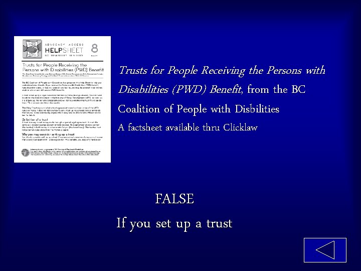 Trusts for People Receiving the Persons with Disabilities (PWD) Benefit, from the BC Coalition