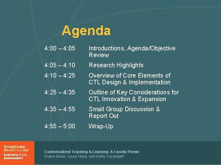 Agenda 4: 00 – 4: 05 Introductions, Agenda/Objective Review 4: 05 – 4: 10